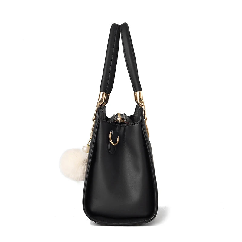 New Fashion Middle Aged Mom Shoulder Crossbody Bag Large Capacity Women's Handbag with Pendant