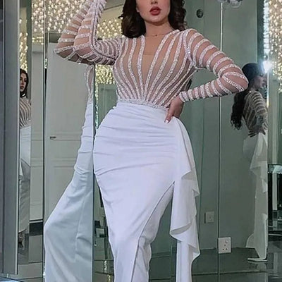 Sexy Dress Women Sleeveless Sequin Dresses O Neck Asymmetrical High Street Dance Wedding Prom Party Night Long Top Vestidos