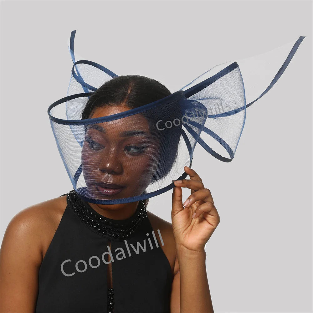 White Net Wedding Fascinator Elegant Hat Women Kentucky Derby Race Headpiece Fashion Party Mesh Chapeau Cap For Ladies Event