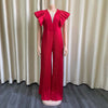 White Blue Yellow Red One-piece Short Sleeve Overalls For Women Pants Jumpsuit Wedding Evening Party Clothing Plus Size Bodysuit