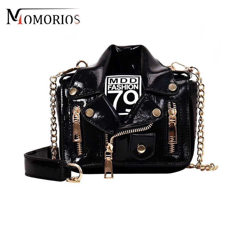 Luxury Designer PU Leather Rivet Zipper Mini Jacket Bag Fashion Crossbody Lady Bags Personality Purses & Handbags for Women