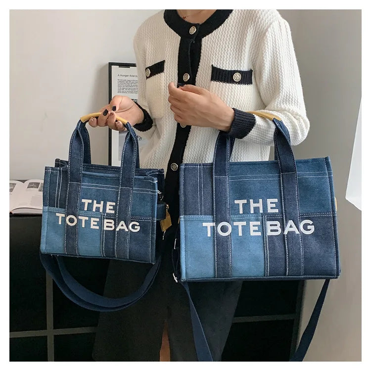 New Fashion Women's Tote Bag Trend Brand Denim Embroidery Crossbody Bag Classic Elegant Shoulder Bag Designer Luxury Handbag