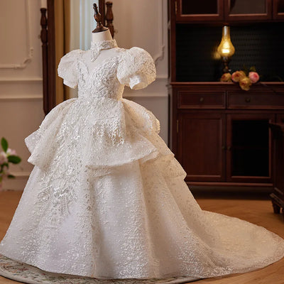 Ashely Alsa Luxury Princess Girls Wedding Party Dress Flower Girl Dresses Vestidos Para Eventos Especiales Children Pageant Gown