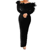 Beaded Sheath Sexy Dress Women Sexy Slash Collar Bodycon Midi Dress Solid High Waist Trend Off Shoulder Sheath Party Dresses