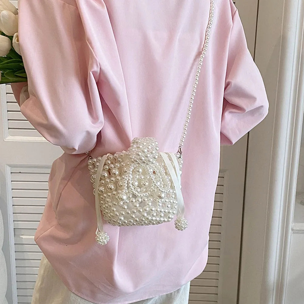 Mini Pearl Bag Luxury Women’s Handheld Bead Bag Purses Fashion Banquet Party Shoulder Bag Pearl Beaded Clutch Purse Mini Bags