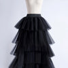 Women Tiered Short Skirts Fluffy Tulle Multi-layer High-Low Petticoat A Line Elastic Waist Underskirt Carnival Party Tutu Skirts