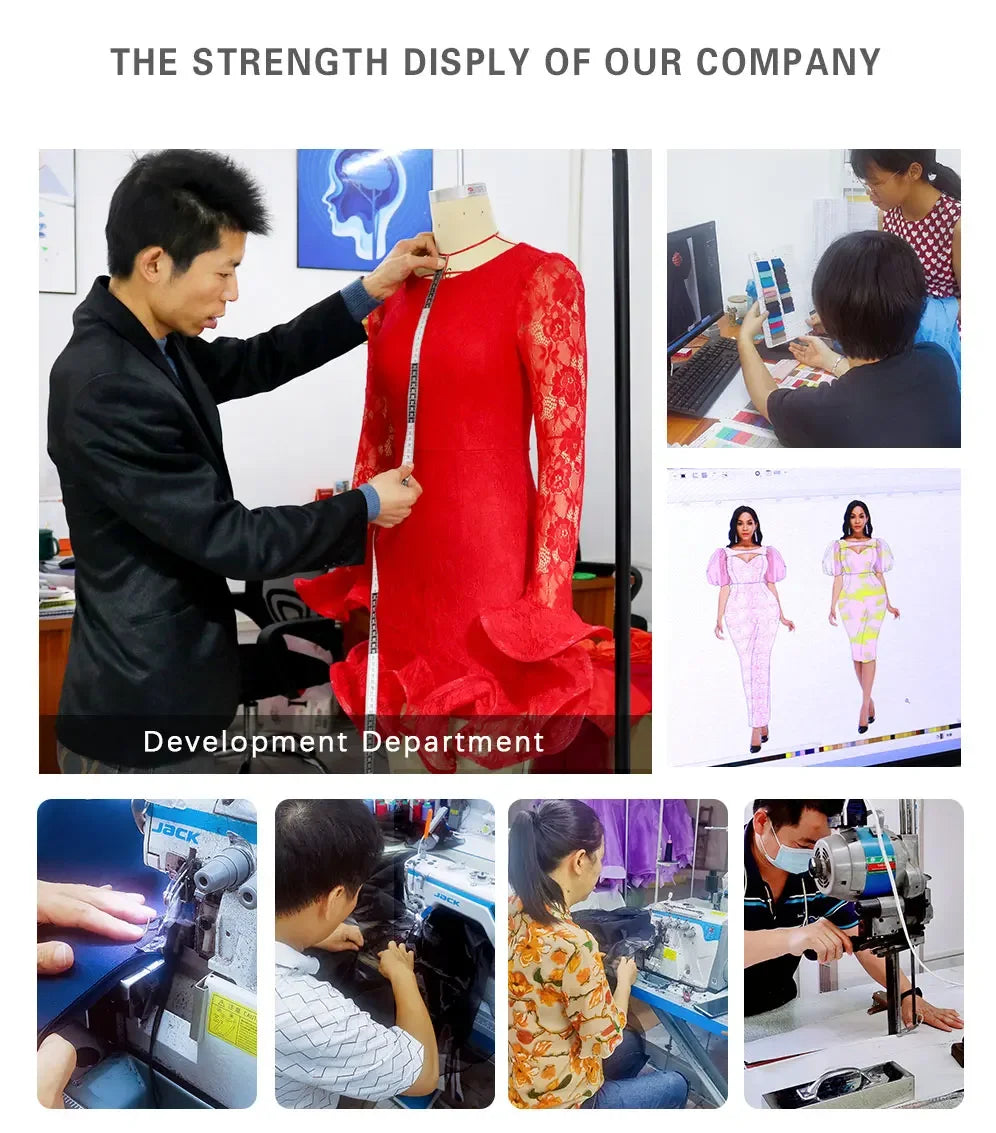 Elegant Women's Office Dress Round Neck Ruffle Edge Long Sleeved Dresses Formal Business Color Blocked Line Workwear New Style