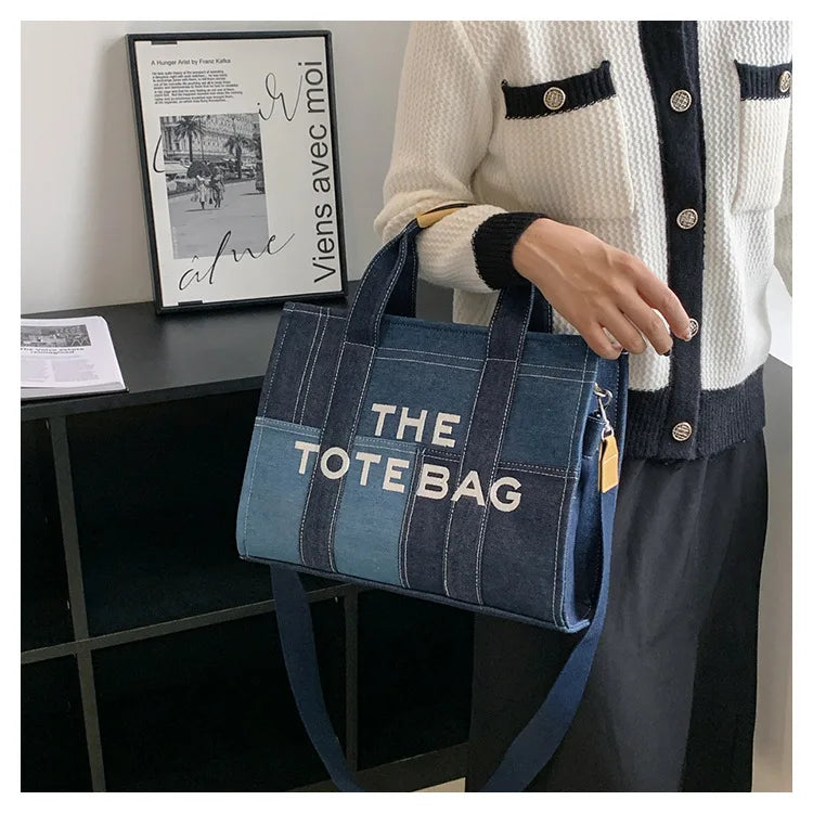 New Fashion Women's Tote Bag Trend Brand Denim Embroidery Crossbody Bag Classic Elegant Shoulder Bag Designer Luxury Handbag