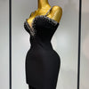 Women Sexy Sling V-neck Black Mini Bodycon Bandage Dress Luxury 2025 Celebrity Evening Club Celebrity Elegant Party Gowns