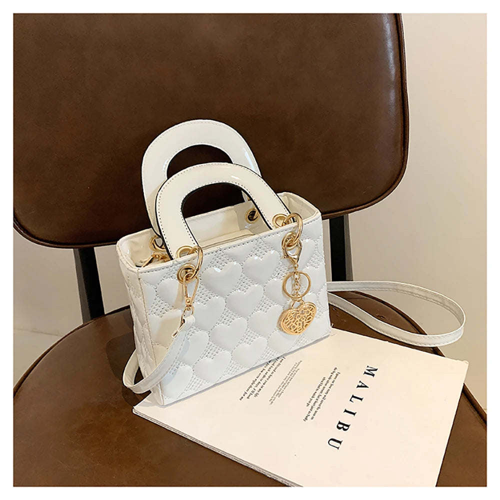 Red Love Patent Leather Bright Surface Handbag High-end Design Sense Wedding Bag Women's New Fashion All-matching Crossbody Bag