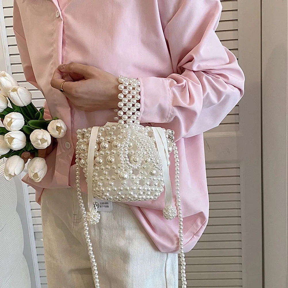 Mini Pearl Bag Luxury Women’s Handheld Bead Bag Purses Fashion Banquet Party Shoulder Bag Pearl Beaded Clutch Purse Mini Bags