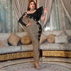 Customized Long Black Dresses Velvet Sequins Embroidered Chest Wrapped Puff Sleeve Dress Classy Ladies Spring Fall Party Celebri