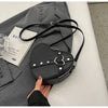 Vintage Y2K Small Chain Rivet Shoulder Bag Heart Shaped Purse Handbag Red PU Leather Gothic Tote Bag Fashion Women Crossbody Bag