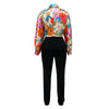 Women Imitation Silk Printed Casual Shirt Top Women Lantern Long Loose Blouse Female Clothes