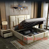MANBAS Luxury Modern King Size Bed with Soft Upholstered Headboard and Storage Nightstands - Genuine Leather Bedroom Furniture