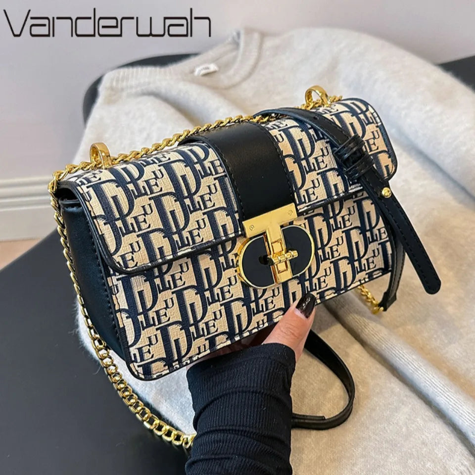 Letter Print Lock Luxury handbags Women Shoulder Bags Designer Crossbody Purses Handbag Chain Strap Clutch Bag 2025 New Small