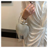 Rhinestone Evening Bag Heart Pattern Silver Handbag Womens Diamond Tassel Banquet Clutch And Purse Wedding Bridal Prom Wallets