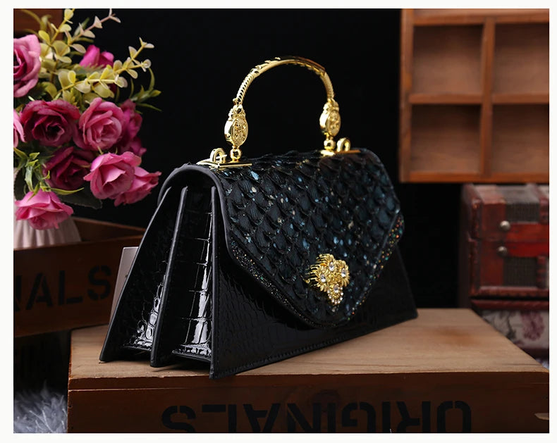 Leather Women's Bag 2025 New Fashion Snake-print Cowhide Small Handbags Shoulder Crossbody Bags Lady Party Messenger Shell Bags