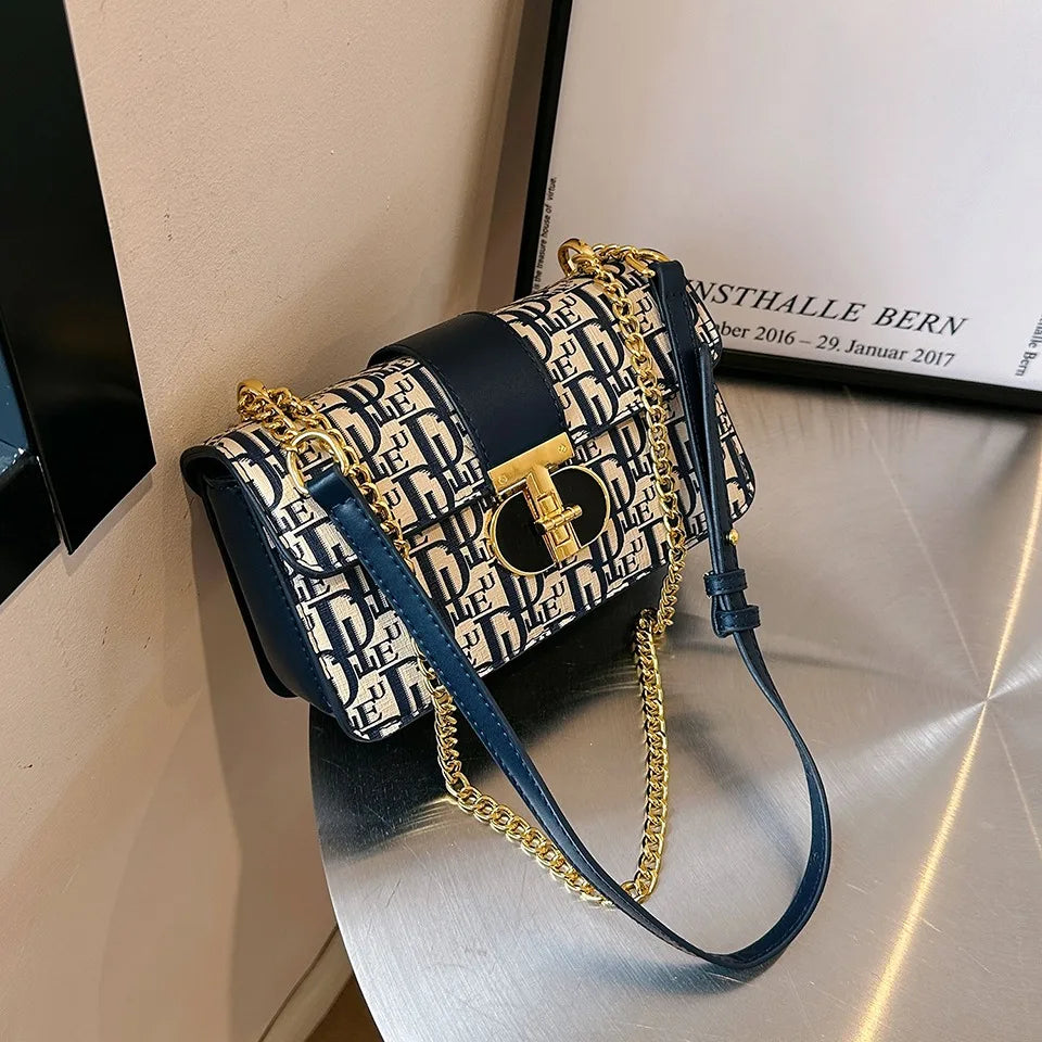 Letter Print Lock Luxury handbags Women Shoulder Bags Designer Crossbody Purses Handbag Chain Strap Clutch Bag 2025 New Small