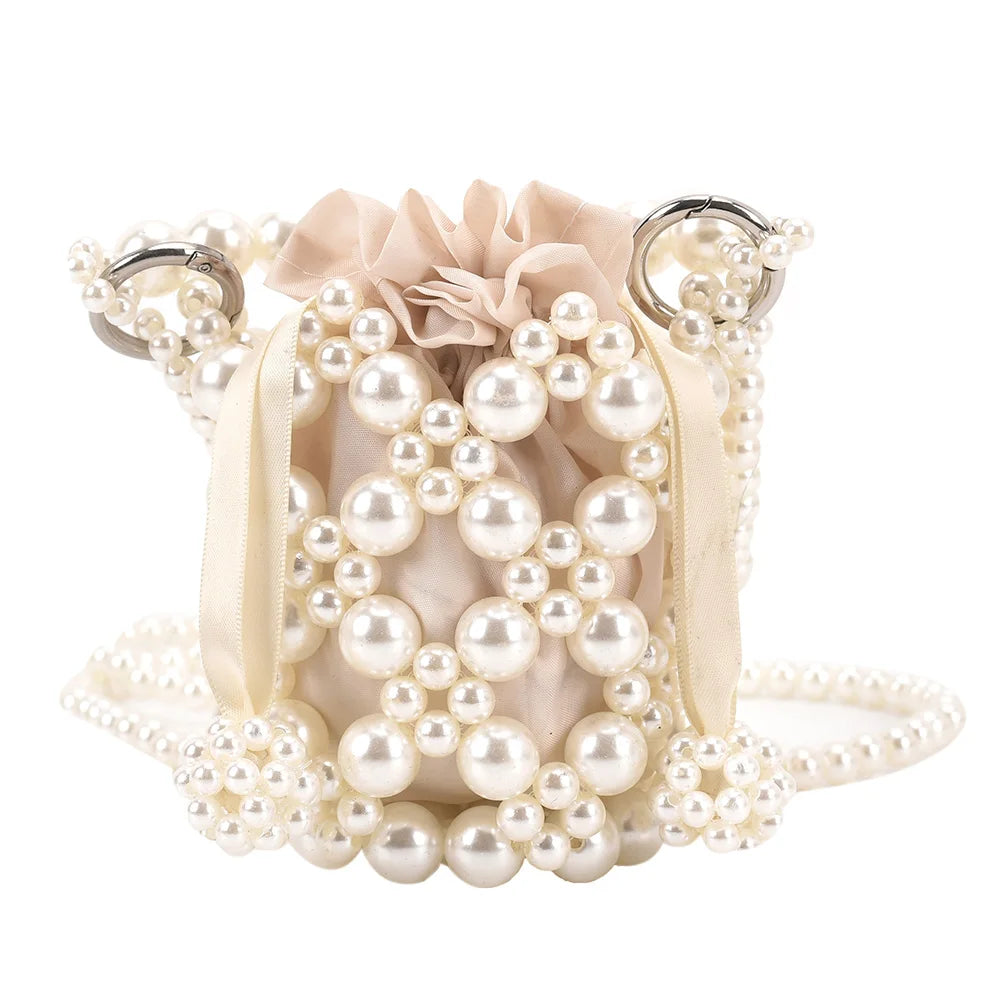 Mini Pearl Bag Luxury Women’s Handheld Bead Bag Purses Fashion Banquet Party Shoulder Bag Pearl Beaded Clutch Purse Mini Bags
