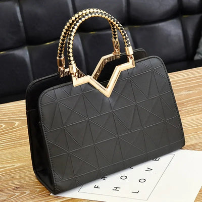 Women Handbag Patchwork Shoulder Messenger Office Work PU Leather Female Bag Ladies Luxury Fashion Elegant