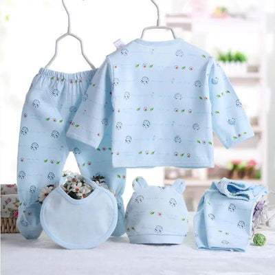 5pcs/set Newborn Baby Suit Set Top 2 Pants Hat Bibs 0-3 M Clothing Set Boy Girl Clothes Pure Cotton Breathable Cartoon Underwear - MAGUSTA BEAUTY