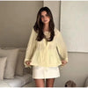Solid Ruffles Full Sleeve Chiffon Shirt Women Casual Loose V Neck Long Sleeves Street Blouses 2025 Spring Summer Holiday Tops