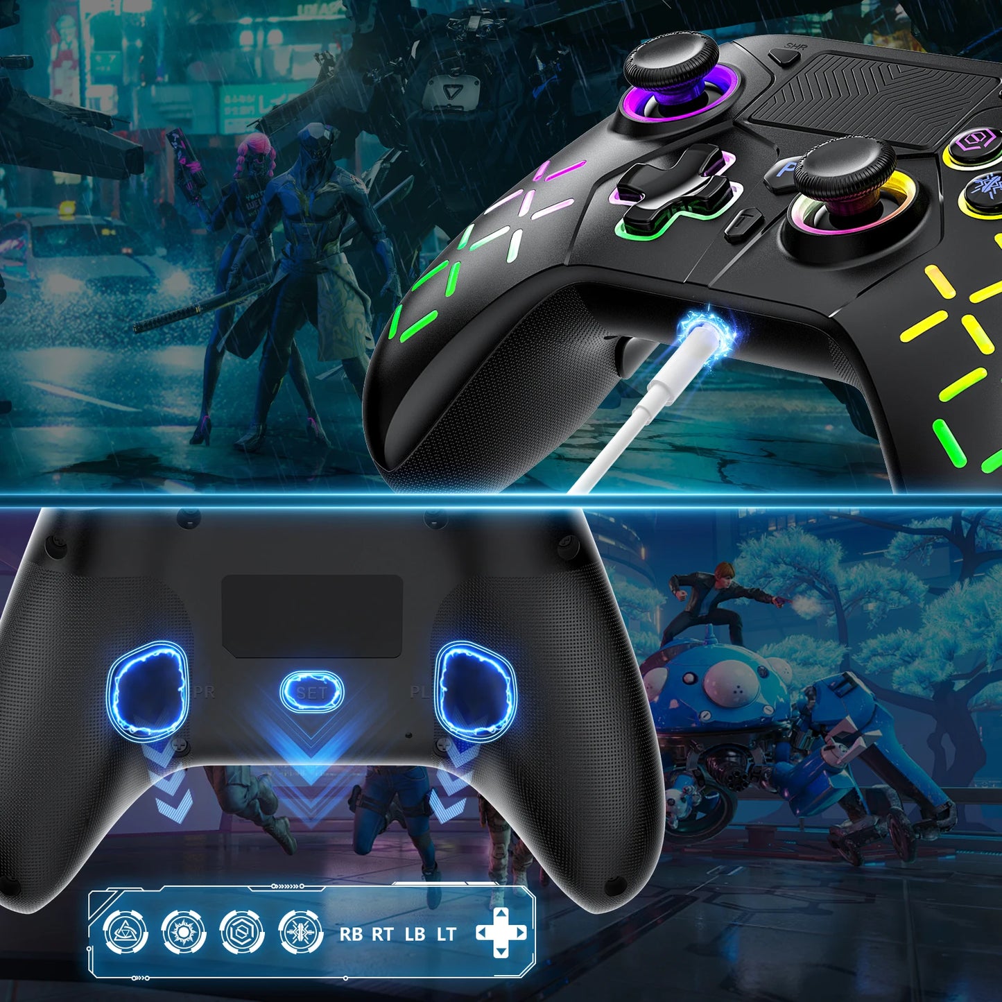 Playstation 5 Controller For Ps5/Ps4/Ps3/Nintendo Switch/Pc Gamepad Console With Turbo Dual Sense Vibrate Programming Function