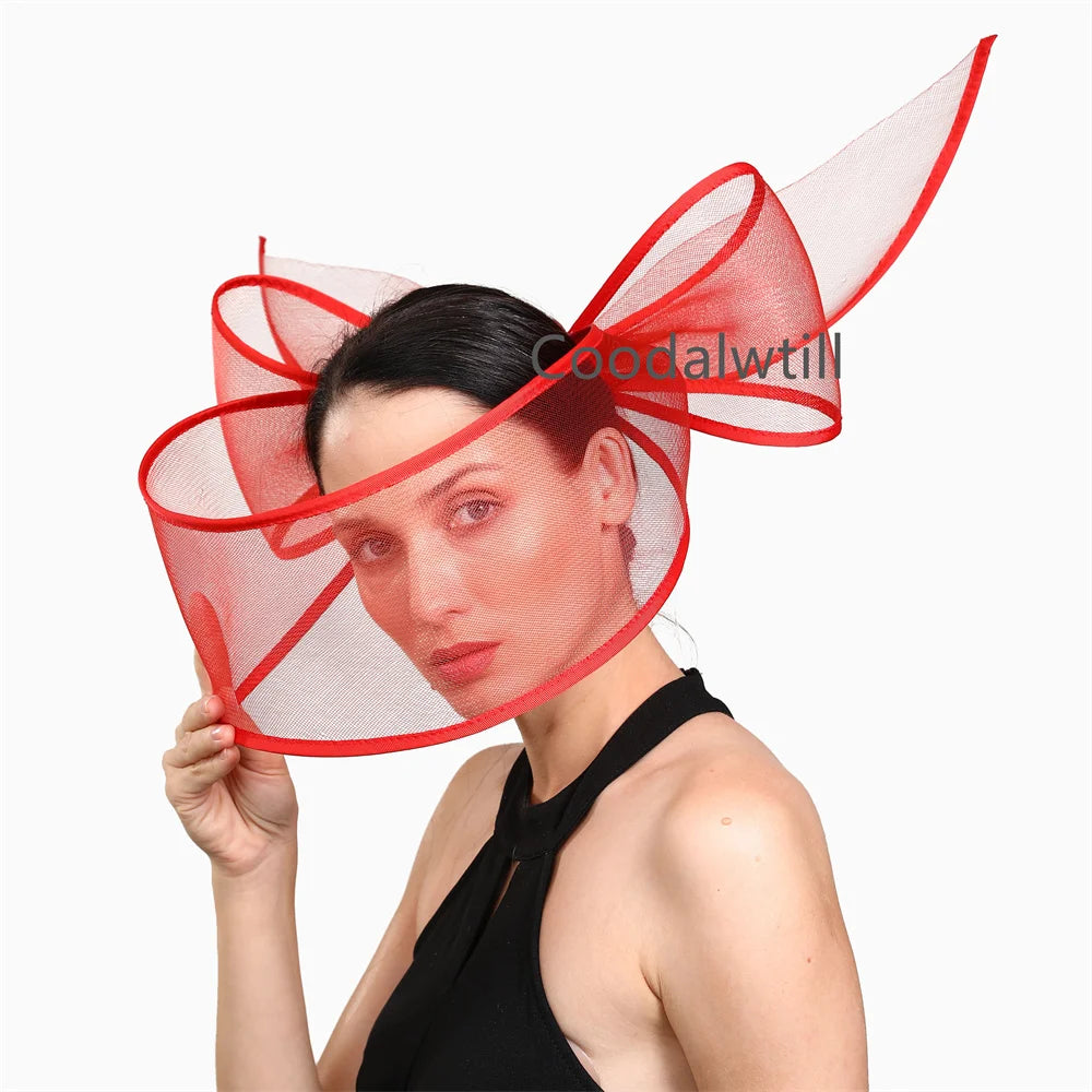 White Net Wedding Fascinator Elegant Hat Women Kentucky Derby Race Headpiece Fashion Party Mesh Chapeau Cap For Ladies Event