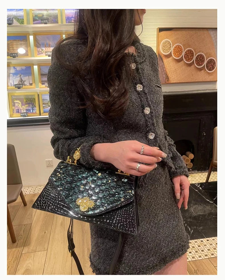 Leather Women's Bag 2025 New Fashion Snake-print Cowhide Small Handbags Shoulder Crossbody Bags Lady Party Messenger Shell Bags