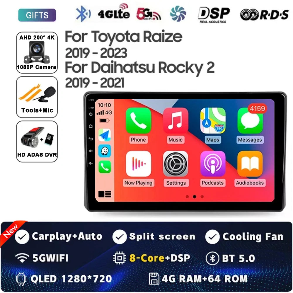 Android 14 Carplay Auto For Toyota Raize 1 2019 - 2023 For Daihatsu Rocky 2 2019 - 2021 Car Radio Multimedia Video Player GPS 4G