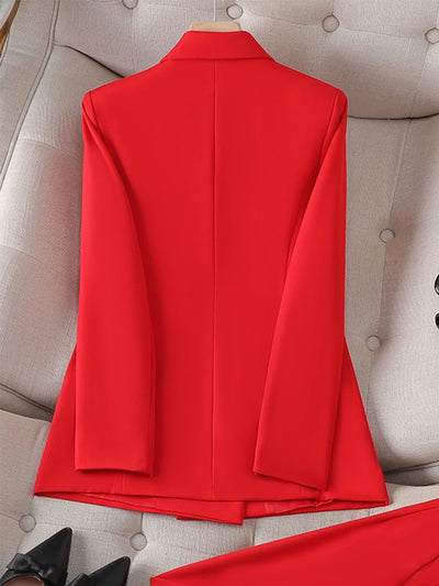 Fashion Women Blazer Ladies Fall Winter Black Red White Long Sleeve Double Breasted Slim Female Jackets Coat