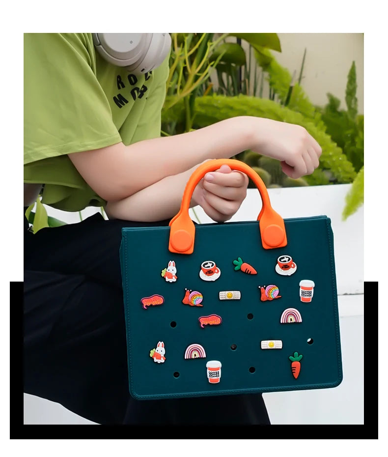 EVA Large Leather Shoulder Bag Handbag Tote Bag Storage for Women Casual Waterproof Beach Bag Hole Fit Charm Fashion Storage Bag