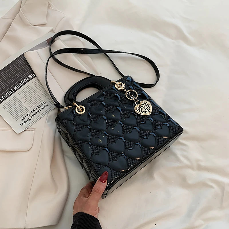 Red Love Patent Leather Bright Surface Handbag High-end Design Sense Wedding Bag Women's New Fashion All-matching Crossbody Bag
