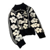 Pearl Beading Floral Knitted Women Sweater Tops 2023Autumn Winter Vintage Elegant Ladies Pullover Long Sleeve Fashion Jumpers