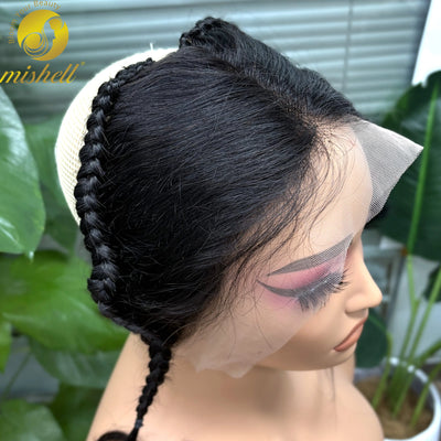 13x4 Transparent Lace Frontal with Braids 10 Inches Natural Brazilian Remy Hair Lace Frontal with Baby Hair for Women Girls