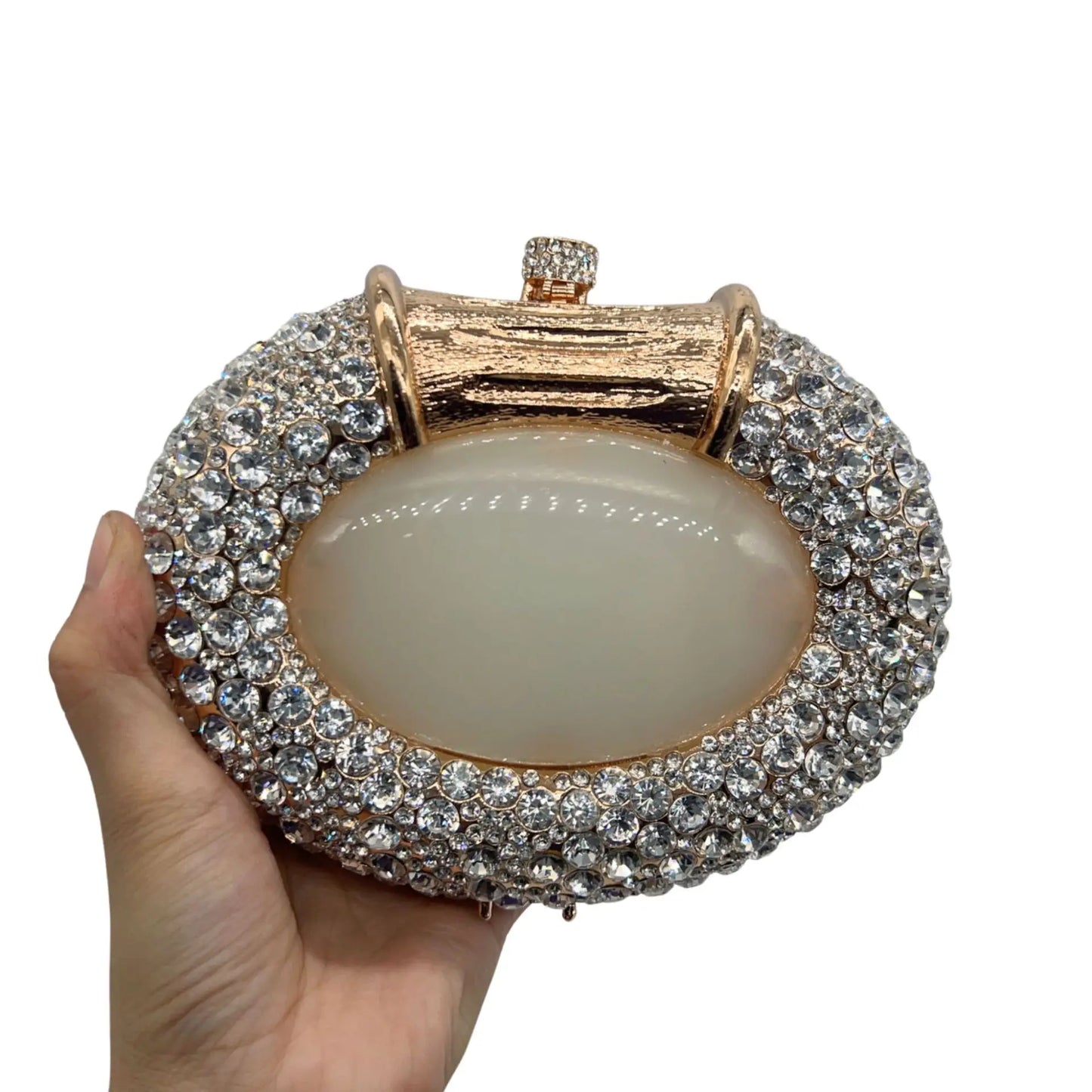 XIYUAN Oval Shaped Crystals Evening Clutch Bags Women Boutique Diamond Clutch Purses And Handbags Bridal Wedding Gem Phone Purse