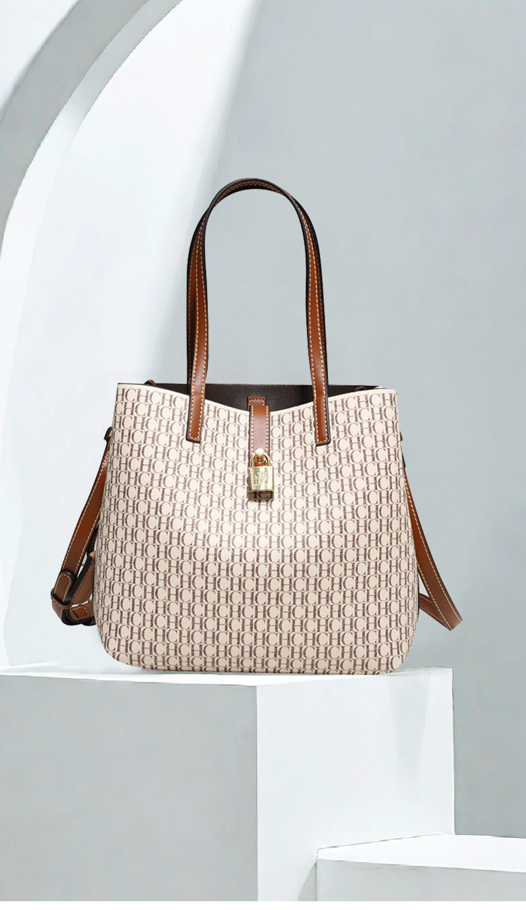 CH Premium Versatile Leather Crossbody Bag Ladies Large Capacity Daily Commuter Tote Bag Letter Print Design Ladies Fashion
