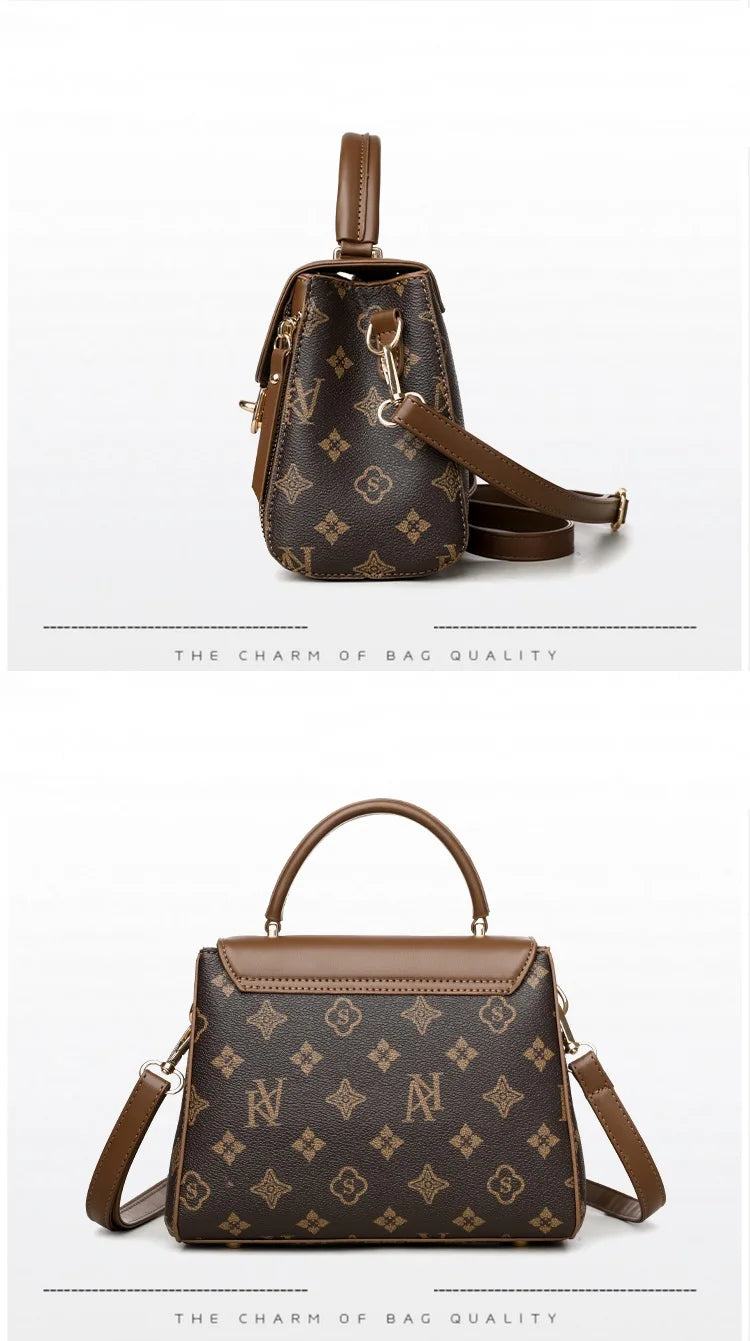Bags for Women, Printed Fashionable Hand-Held Locks, Commuting Small Square Bag, Fashionable and Versatile Shoulder Crossbody Ba