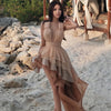 Weird Puss Tierred Tassel Dress Women Backless Sleeveless Halter Gradient Color Lace Pleated Sexy Beach Vacation Party Bodycon