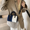 Patchwork Colorblock Mini Handbags For Women Denim Shoulder Cross Body Bags Casual Street Small Boston Bag 2024 Designer Purses