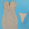 Znaiml Sexy Feathers Rhinestones Backless Diamond Sheer Mesh Bodycon Dresses for Woman Rave Club Birthday Party Night Vestidos