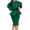 CM.YAYA Women Short Sleeve V-neck Belt High Waist Midi Dress 2025 Summer Africa OL Work Evening Sexy Party Dresses Vestidos