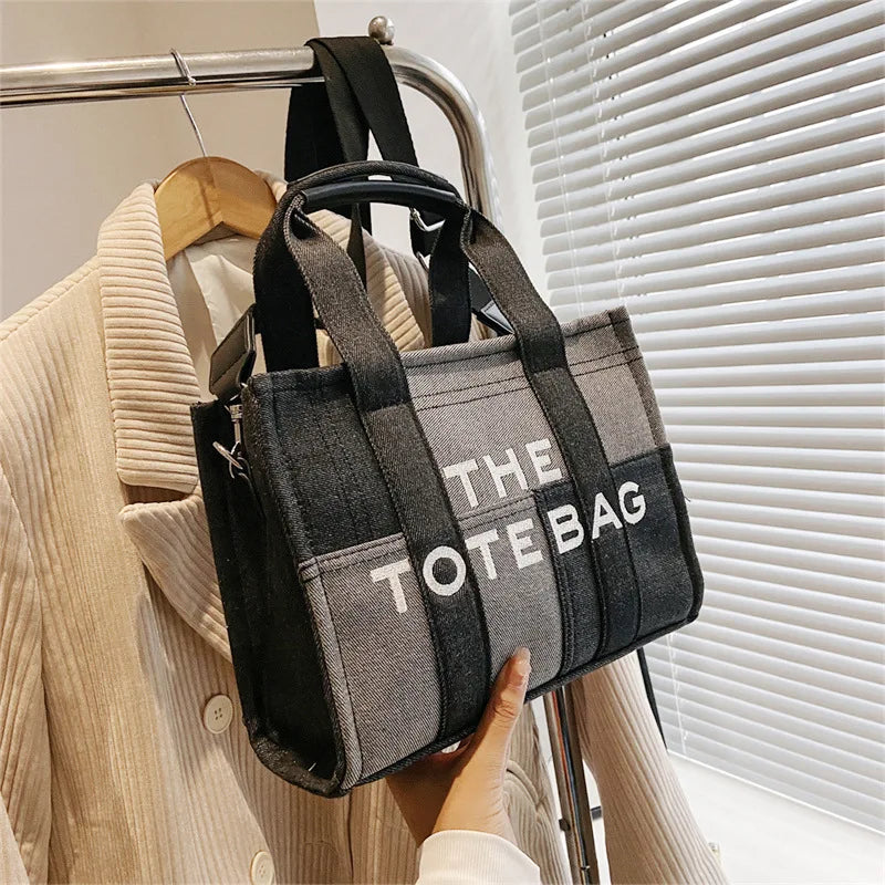 New Fashion Women's Tote Bag Trend Brand Denim Embroidery Crossbody Bag Classic Elegant Shoulder Bag Designer Luxury Handbag