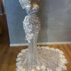 Gorgeous Ruffles Ivory Evening Dress Dubai One Shoulder Chapel Train Wedding Party Dresses Arabic Mermaid Prom Gowns Customized