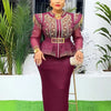 2025 African Clothes For Women Plus Size Two Piece Set Outfits Long Sleeve Tops And Skirt Suit Wedding Party Evening Dress Gowns