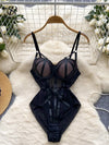 SINGREINY Women Corset Slim Sexy Bodysuits Sleeveless Gauze Short Playsuits Fashion Open crotch Underwear Camis Solid Rompers