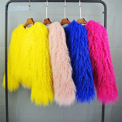 New Autumn Winter Warm Women Faux Fur Coat Loose Black White Pink Plush Coat Female Fur Jacket - MAGUSTA BEAUTY