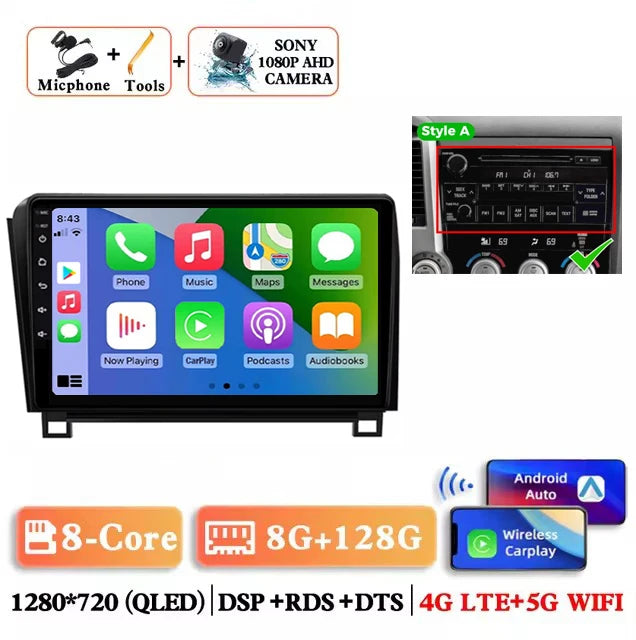 Android 14 For Toyota Tundra XK50 2007 - 2013 Sequoia XK60 2008 - 2017 Car Radio Multimedia Video Player Navigation Screen Auto