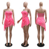 CM.YAYA Women Strapless V-neck Fashion Sequined Sexy Dress Mesh See Through 2024 Summer Night Club Evening Party Mini Dresses